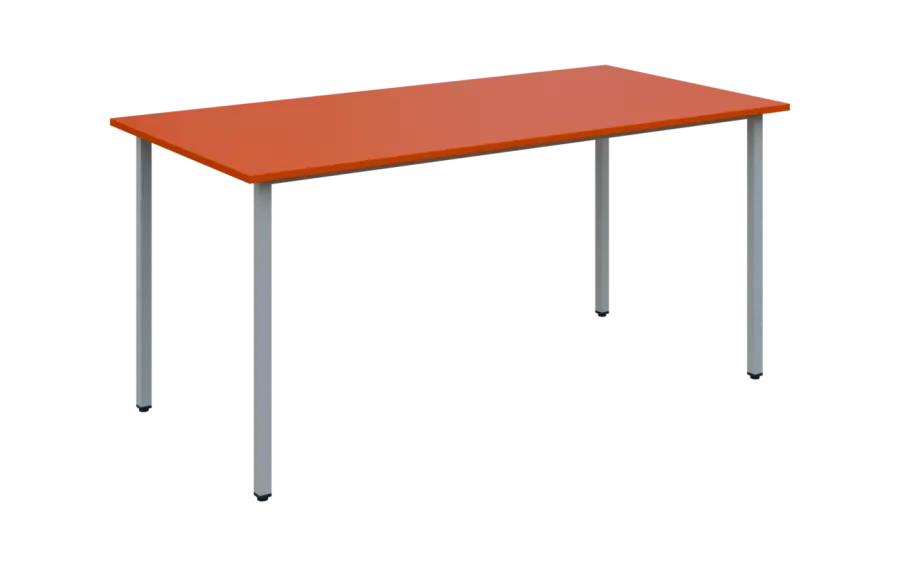 JSB 160N Jídelní stůl 1600 x 800 mm, deska pomeranč / podnož stříbrná